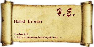 Hand Ervin névjegykártya