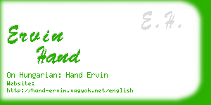 ervin hand business card
